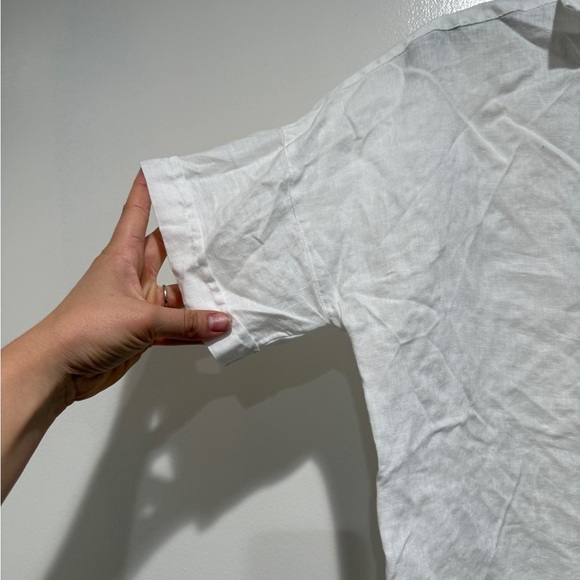 NWOT Frank & Eileen Linen Rose Button Up Shirt XS White Lightweight Coastal - Picture 5 of 11